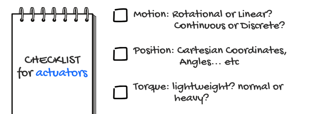 checklist and simple criteria for selecting actuators